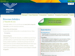 Site do ProUni (Foto: Reprodução)